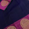 Navy blue magenta circle motif kanchipuram silk saree