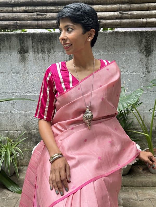 Pink silver mashru blouse