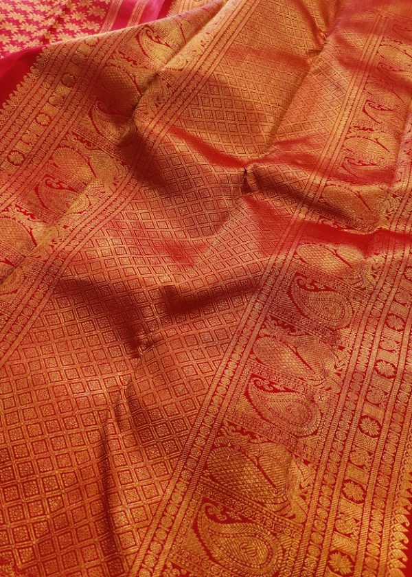 Sumangala Red Heirloom brocade kancheepuram silk saree 4