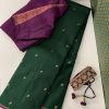 Vera Dark green purple kanchipuram silk saree