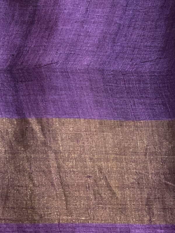 Maya purple floral handprinted tussar saree 4