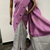 Mila lilac dot and stripe kanchipuram silk saree