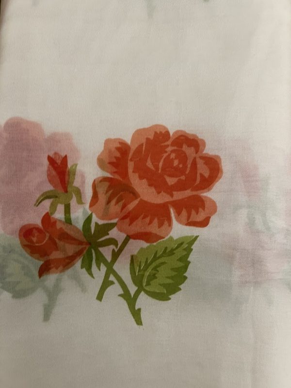 Nisha orange rose organza printed saree