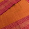 Orange pink kanchipuram silk saree with intricate border