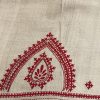 Tushara Beige red kutch embroidered tussar saree