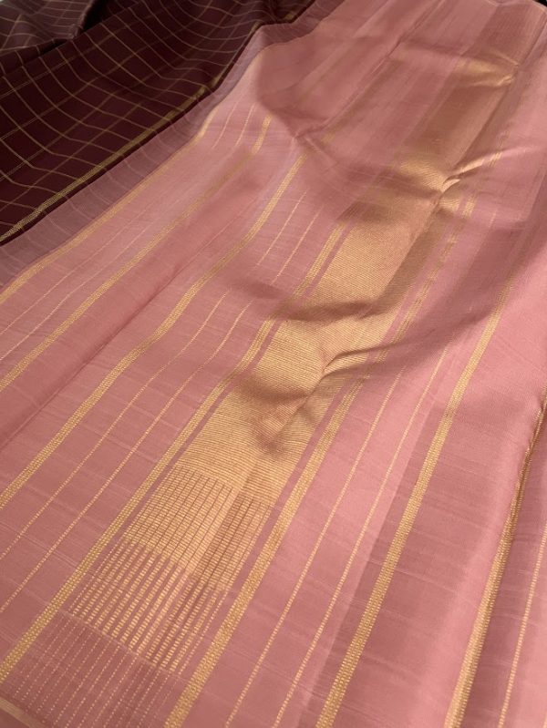 Charita dark brown dusty pink kanchipuram silk saree