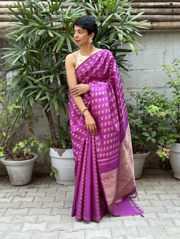 Meera Deep purple kamadhenu brocade saree