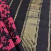 Mila pink black maple leaf printed kanchipuram silk saree