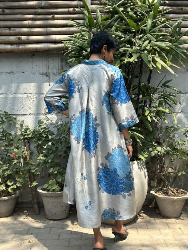 Rang grey blue silk dress