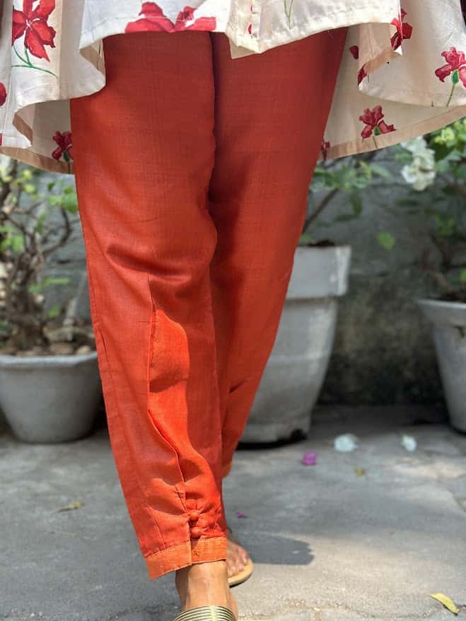 Rang orange tussar pants