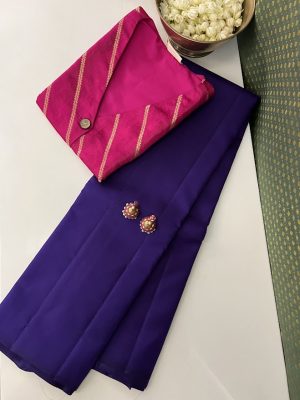 Lavanyam dark violet kanchipuram silk saree