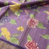 Maya lilac multicolour floral handprinted tussar saree 4