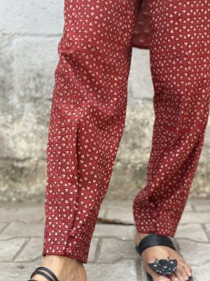 Red printed cotton pants