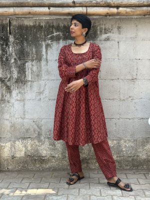 Red printed cotton tunic