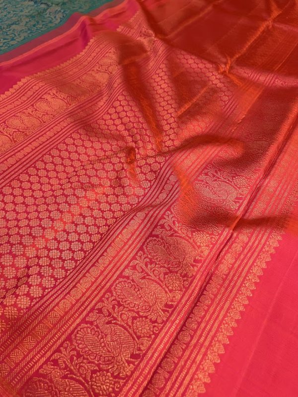 Teal vanasingaram brocade kanchipuram saree