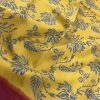 Veena yellow magenta handprinted tussar saree
