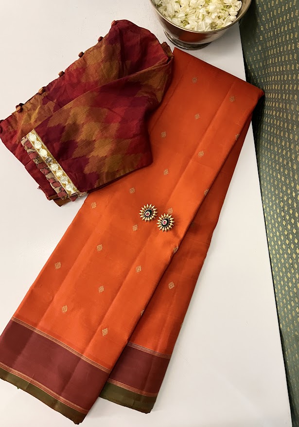 Vera Orange kanchipuram silk saree