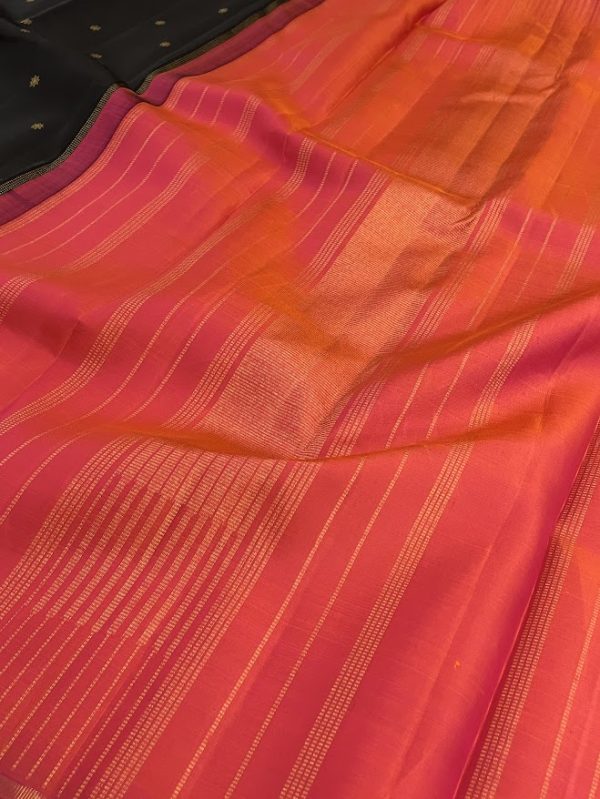 Vera black peach kanchipuram silk saree