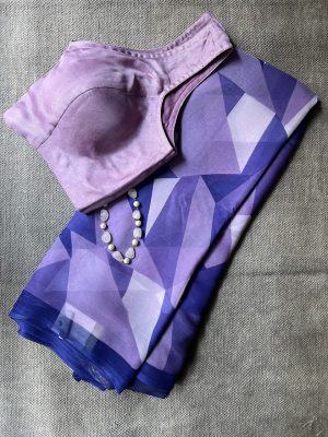 Lilac triangles chiffon saree