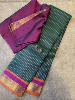 Sumangala peacock green kanchipuram silk saree