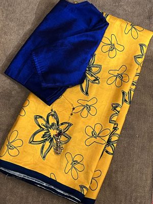 Mila Yellow floral kanchi silk saree